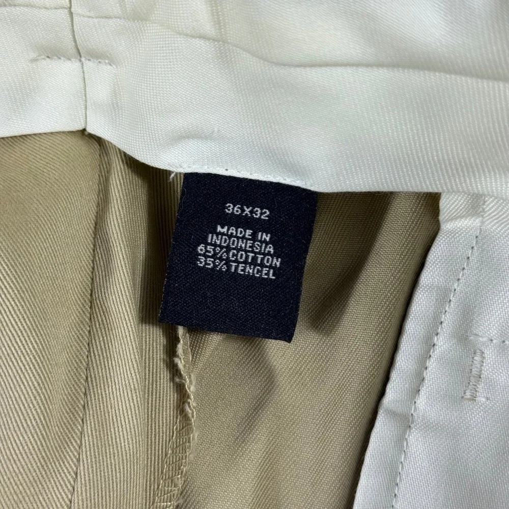 Jos. A. Bank Mens 36x32‎ Khaki Pleated Chino Pants Tan Cotton Cuffed Trousers